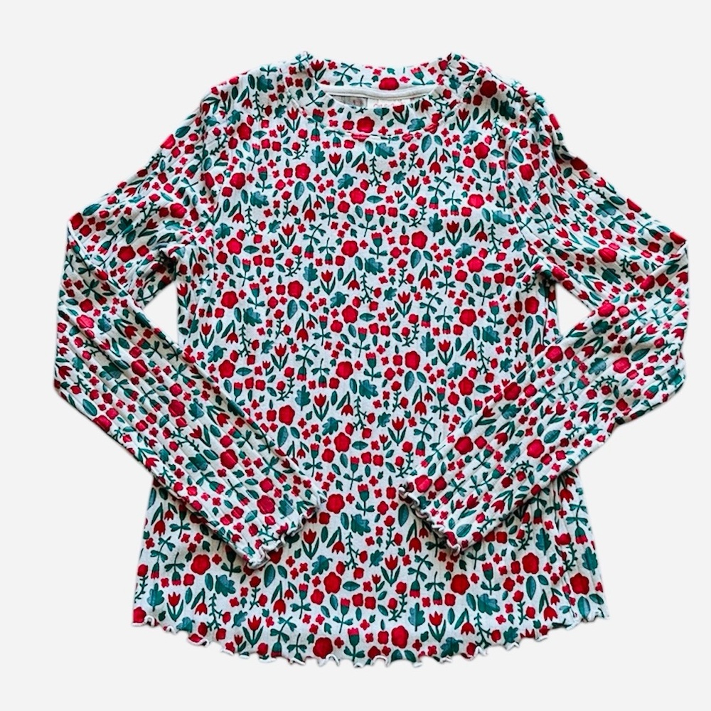 Cat & Jack L(10/12) ribbed mockneck top floral